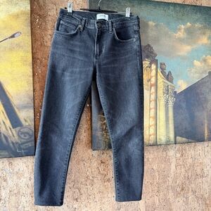 AGOLDE Toni High Rise Slim Straight Jeans Black Crop Size 26